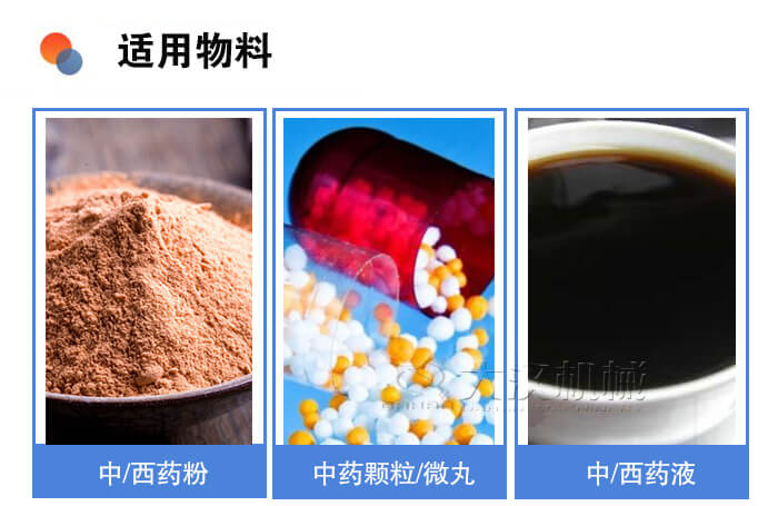 醫(yī)藥振動篩適用物料：中/西藥粉，中藥顆粒/微丸，中/西藥液。