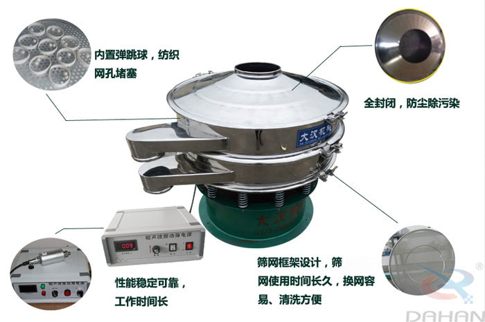 　三氯蔗糖粉超聲波振動篩特點(diǎn)：內(nèi)置彈跳球，紡織網(wǎng)孔堵塞，全封閉，防塵除污染，性能穩(wěn)定可靠工作時(shí)間長，篩網(wǎng)框架設(shè)計(jì)，篩網(wǎng)使用時(shí)間長久，換網(wǎng)容易，清洗方便。